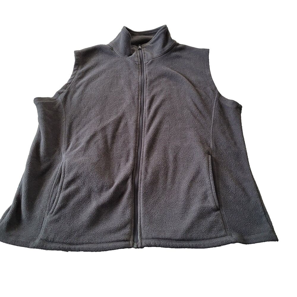 Indigo Fleece Vest Womens Large Gray Collared Outdoors Walking Biking Travel